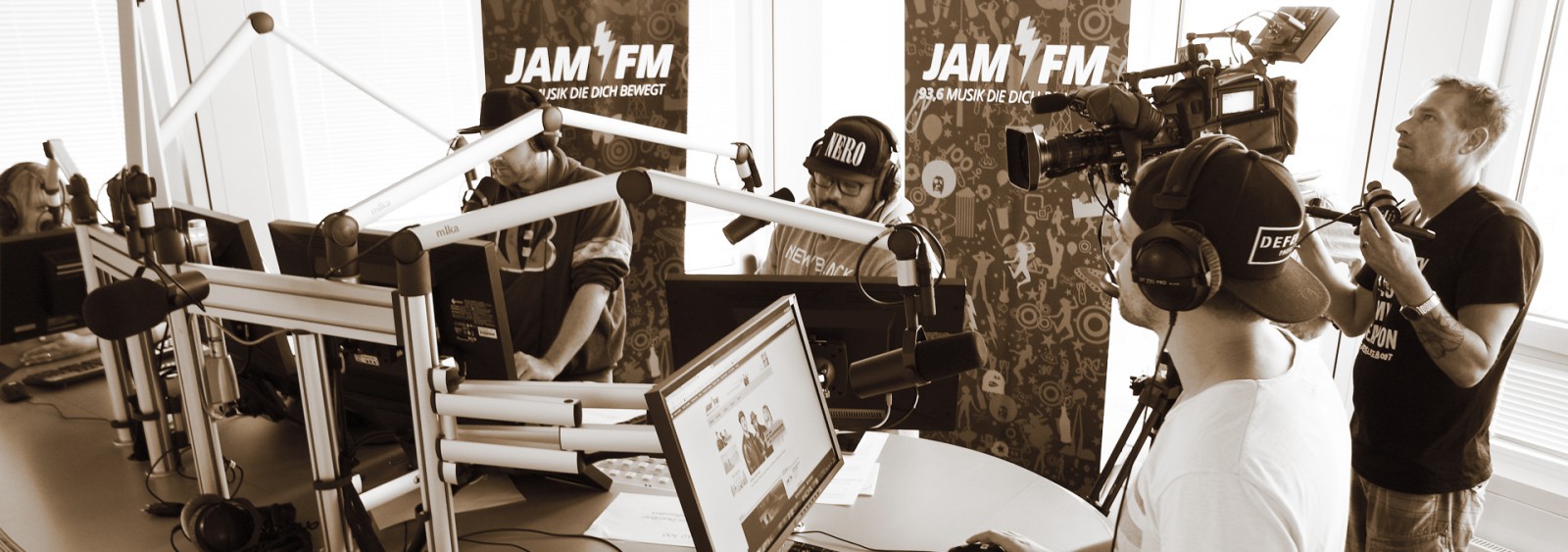 Shooting at the radio studio of Jam FM Berlin